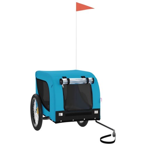  kék-fekete oxford szövet és vas kisállatszállító utánfutó