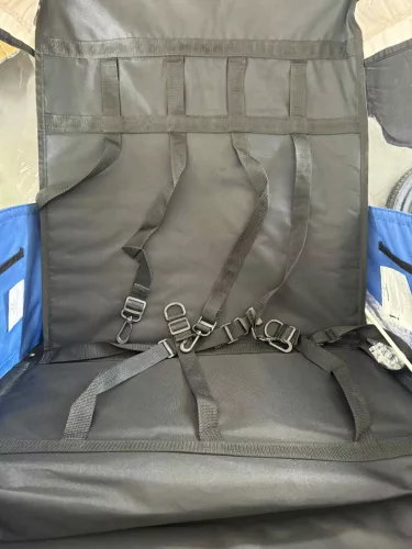 Blue bike trailer and jogger