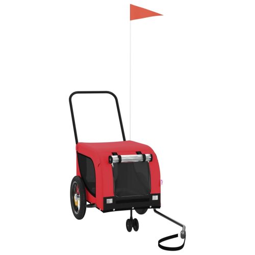  piros-fekete oxford szövet és vas kisállatszállító utánfutó