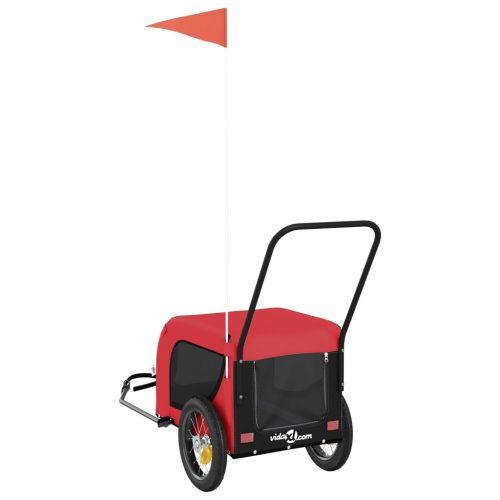  piros-fekete oxford szövet és vas kisállatszállító utánfutó