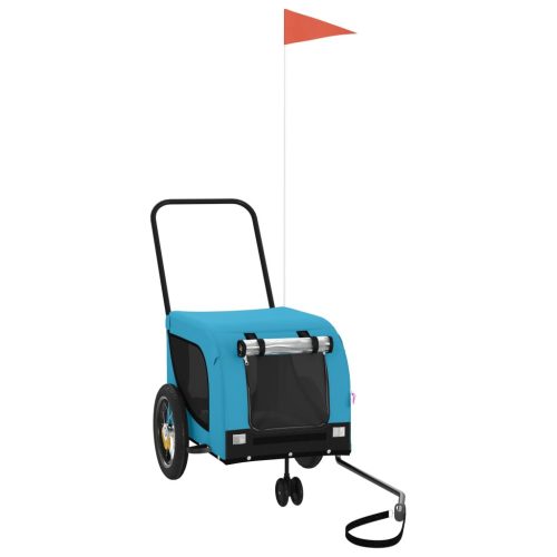  kék-fekete oxford szövet és vas kisállatszállító utánfutó