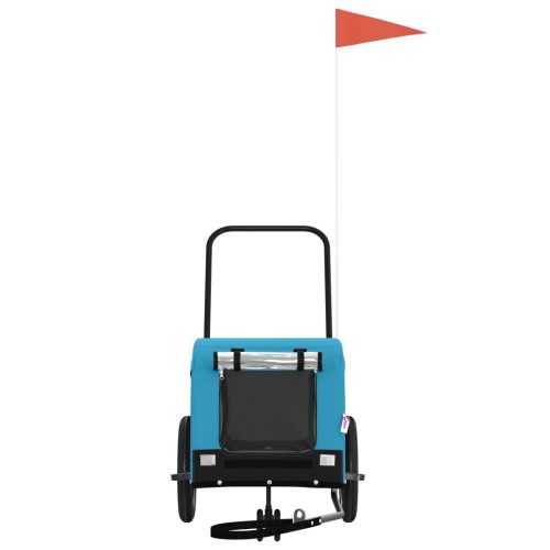  kék-fekete oxford szövet és vas kisállatszállító utánfutó