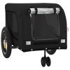  fekete oxford szövet és vas kisállatszállító kerékpár-utánfutó