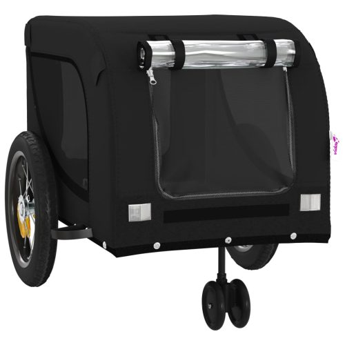  fekete oxford szövet és vas kisállatszállító kerékpár-utánfutó