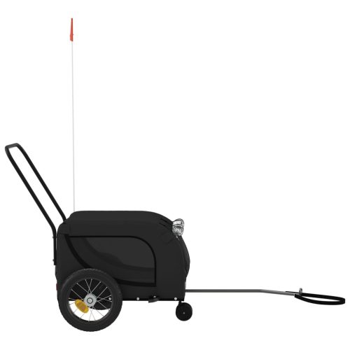  fekete oxford szövet és vas kisállatszállító kerékpár-utánfutó