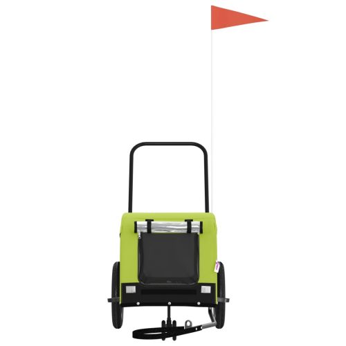  zöld-fekete oxford szövet és vas kisállatszállító utánfutó