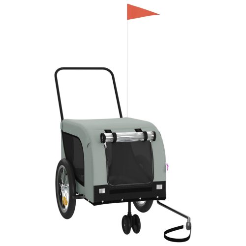  szürke-fekete oxford szövet és vas kisállatszállító utánfutó