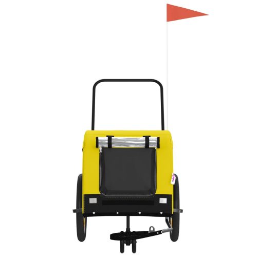  sárga-fekete oxford szövet és vas kisállatszállító utánfutó