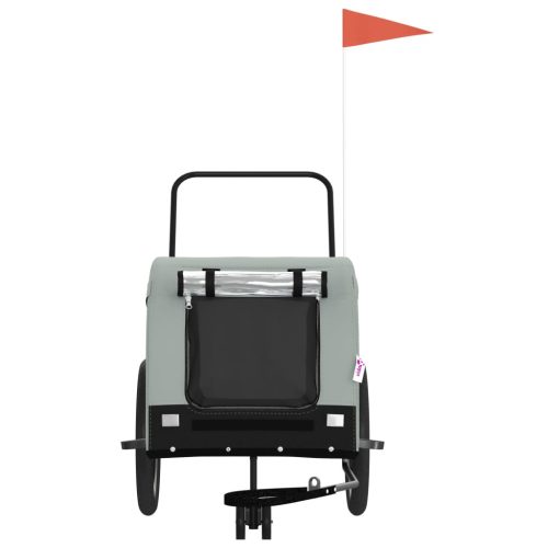  szürke-fekete oxford szövet és vas kisállatszállító utánfutó