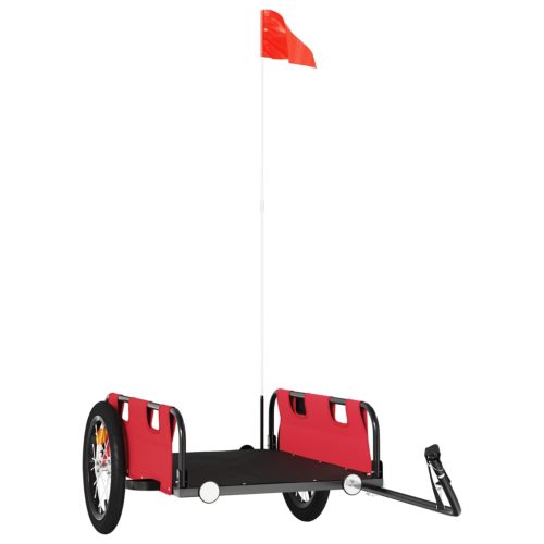  piros oxford szövet és vas kerékpár-utánfutó