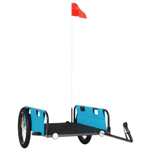  kék oxford szövet és vas kerékpár-utánfutó