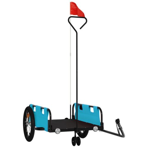  kék oxford szövet és vas kerékpár-utánfutó