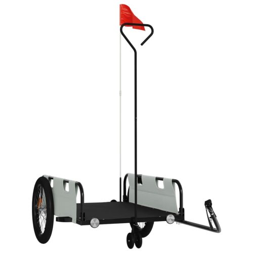  szürke-fekete oxford szövet és vas kerékpár-utánfutó