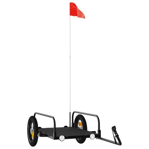  fekete vas kerékpár-utánfutó 122 x 53 x 31 cm