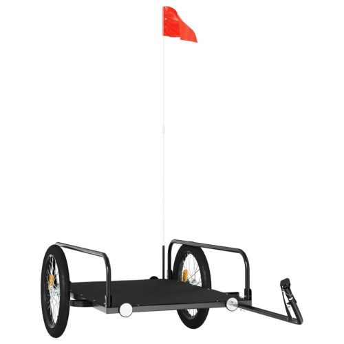  fekete vas kerékpár-utánfutó 135 x 70 x 37 cm