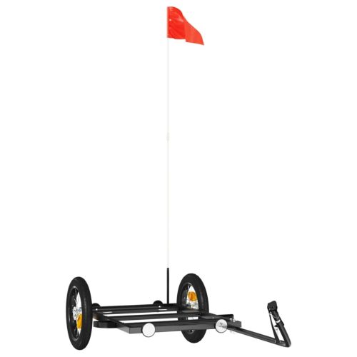  fekete vas kerékpár-utánfutó 122 x 53 x 28 cm