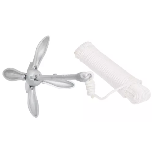  ezüst színű összecsukható temperöntvény horgony kötéllel 2,5 kg