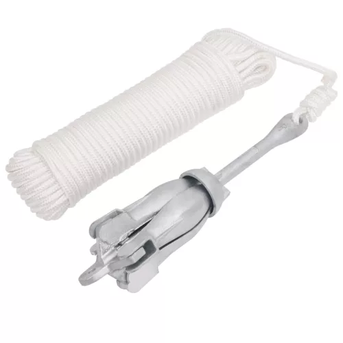  ezüstszínű összecsukható temperöntvény horgony kötéllel 3,2 kg