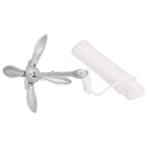  ezüstszínű összecsukható temperöntvény horgony kötéllel 3,2 kg