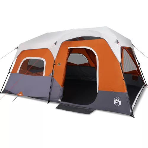  9 személyes szürke-narancs LED-es felugró családi sátor