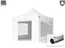   Professional összecsukható sátor PROFESSIONAL 620g/m2 tűzálló ponyvával, alumínium szerkezettel, 4 oldalfallal, panoráma ablakkal - 3x3m fehér