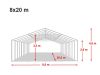 Party šator 8x20m, bočna visina:2,6m-PROFESSIONAL DELUXE 550g/m2-posebno jaka čelična konstukcija
