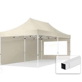   TP 3x6m összecsukható acél pavilon, 2 db oldalfallal - kék