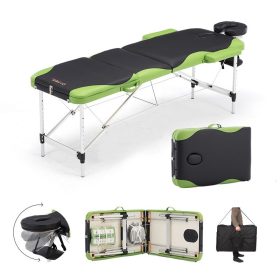 3-zone green-black aluminium massage table