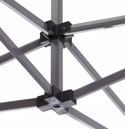 TP 3x3m összecsukható 750N acél vázas pavilon, 4 db oldalfallal, hagyományos ablakkal - fekete