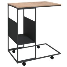 VID fekete szerelt fa kisasztal kerekekkel 55x36x63,5 cm