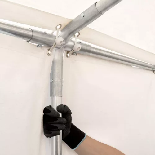 TP Professional 4x20m 2,6m oldalmagas raktársátor PVC 800 ponyvával, szürke