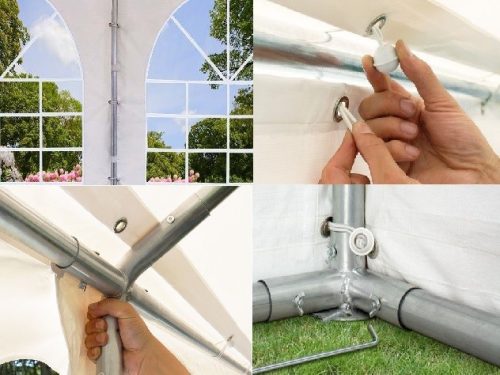 TP 4x8m erősített rendezvénysátor, PVC 750 - fehér - tűzálló