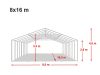 Party šator 8x16m, bočna visina:2,6m-PROFESSIONAL DELUXE 550g/m2-posebno jaka čelična konstukcija