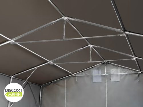 TP Outlander 3x6m 3m oldalmagas raktársátor tűzálló ponyvával, sötétzöld, bejárat típusa: standard