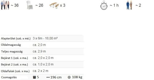 TP 3x6m erősített rendezvénysátor, PVC 750 - fehér