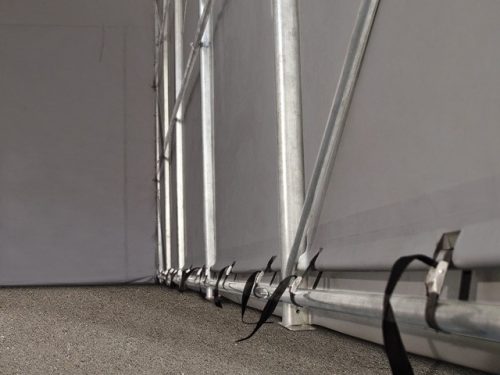 TP WIKINGER 7x7m 2,6m oldalmagas ponyvagarázs / sátorgarázs, PVC 850 ponyva - szürke