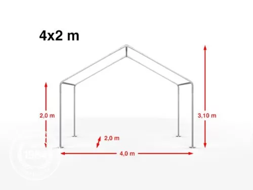 TP 4x2m standard rendezvénysátor, PE 450 - fehér