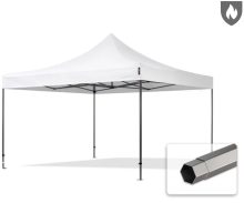   Professional összecsukható sátor PREMIUM 520g/m2 tűzálló ponyvával, acélszerkezettel, oldalfal nélkül - 4x4m fehér