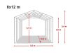 Skladišni šator 8x16m sa bočnom visinom 4m professional 720g/m2 - VATROOTPORNA CERADA!