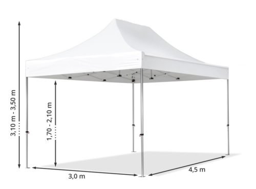 TP 3x4,5m összecsukható aluminium 800N pavilon, oldalfal nélkül - bordó