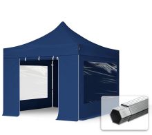   Professional összecsukható sátrak PROFESSIONAL 400g/m2 ponyvával, alumínium szerkezettel, 4 oldalfallal, panoráma ablakkal -  3x3m kék