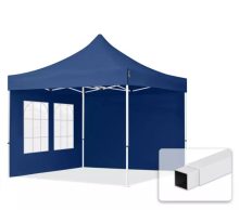   Professional összecsukható sátrak ECO 300g/m2 ponyvával, acélszerkezettel, 2 oldalfallal - 3x3m kék