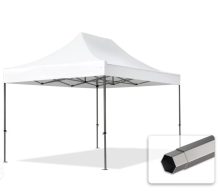   Professional összecsukható sátrak PREMIUM 350g/m2 ponyvával, acélszerkezettel, oldalfal nélkül - 3x4,5m fehér