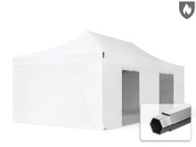   Professional összecsukható sátor PROFESSIONAL 620g/m2 tűzálló ponyvával, alumínium szerkezettel, 4 oldalfallal, ablak nélkül - 4x8m fehér