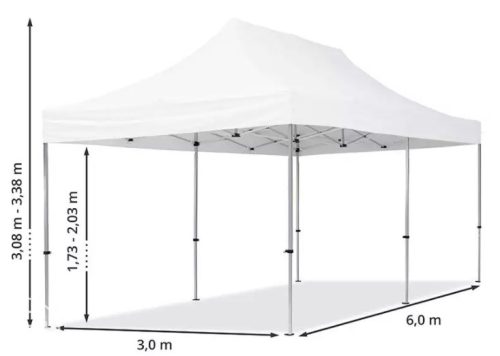 TP 3x6m összecsukható alumínium pavilon, oldalfal nélkül - krém