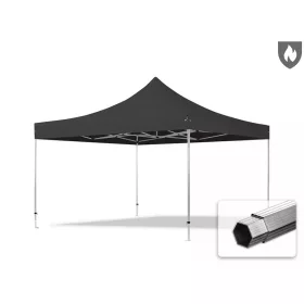   TP 4x4m összecsukható 850N alumínium pavilon, oldalfal nélkül, nehezen éghető - fekete
