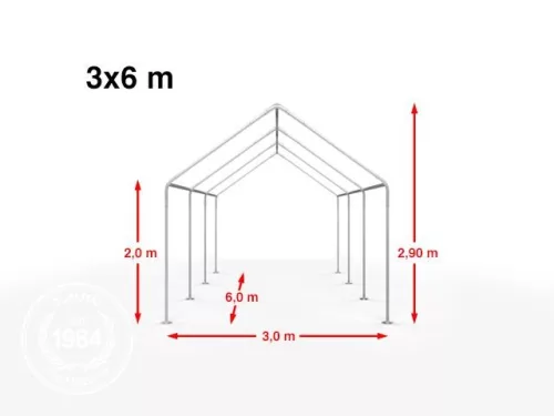 TP 3x6m standard rendezvénysátor, PE 450 - fehér